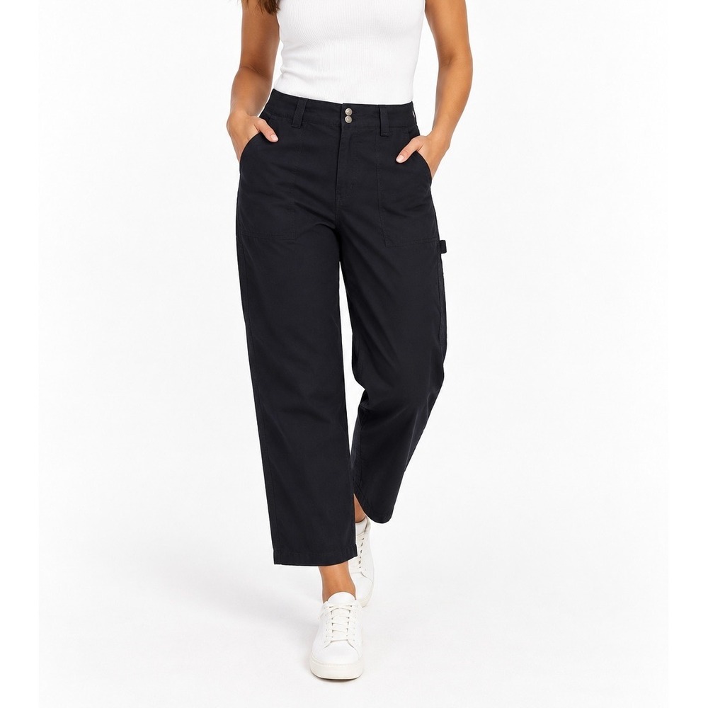 Gloria Vanderbilt Size 12 Navy Blue Cargo Capri Pants Slimming Utility